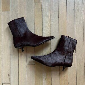 Augusta the Brand Paula Ankle Boots in Burgundy Calf Hair